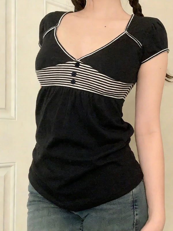 Striped Patchwork Short Sleeve