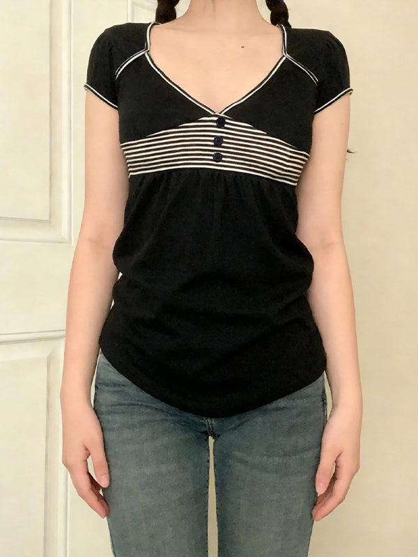 Striped Patchwork Short Sleeve