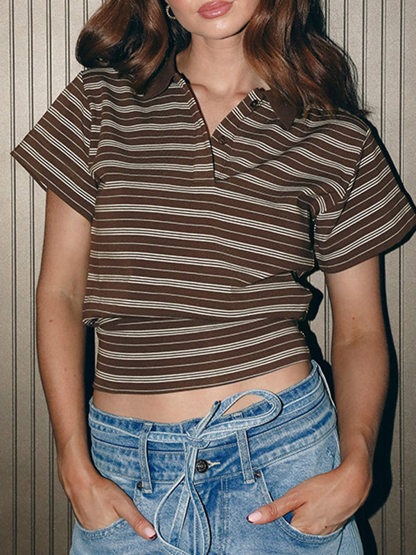 Casual Stripes Short Sleeve