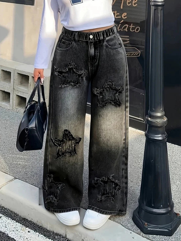 Star Patchwork Boyfriend Jeans