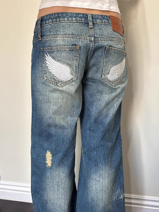 Vintage Angel Wings Boyfriend Jeans