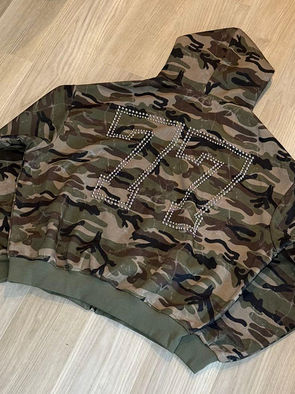 Hip-Hop Studded Embroidery Hoodie