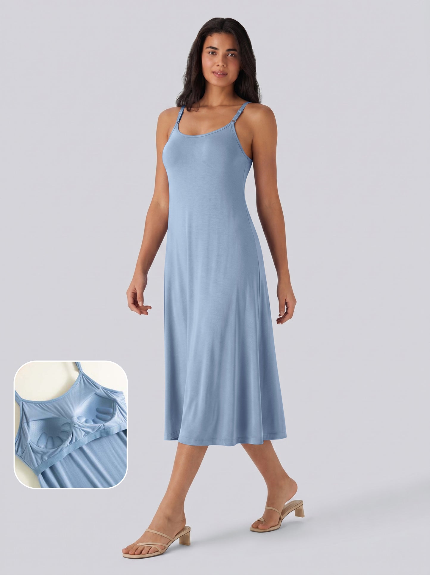 Adjustable Strap Dress Built-in Bra
